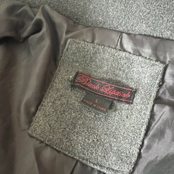 Grey, Lined, Double-Breasted Pea Coat or Driving Coat - Picture 7 of 7